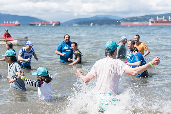 Plungers in the water